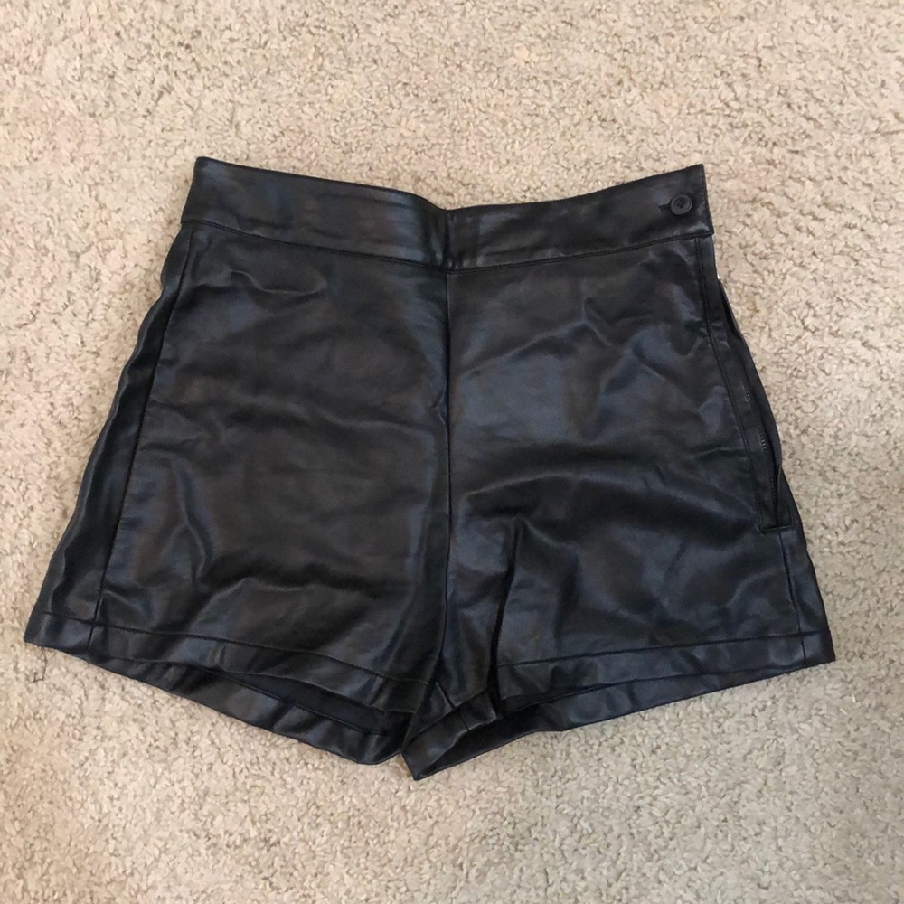 High waisted leather shorts